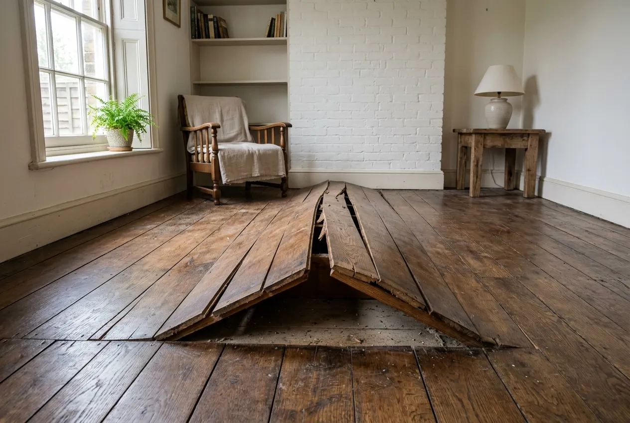 Buckled Boards on a hardwood floor