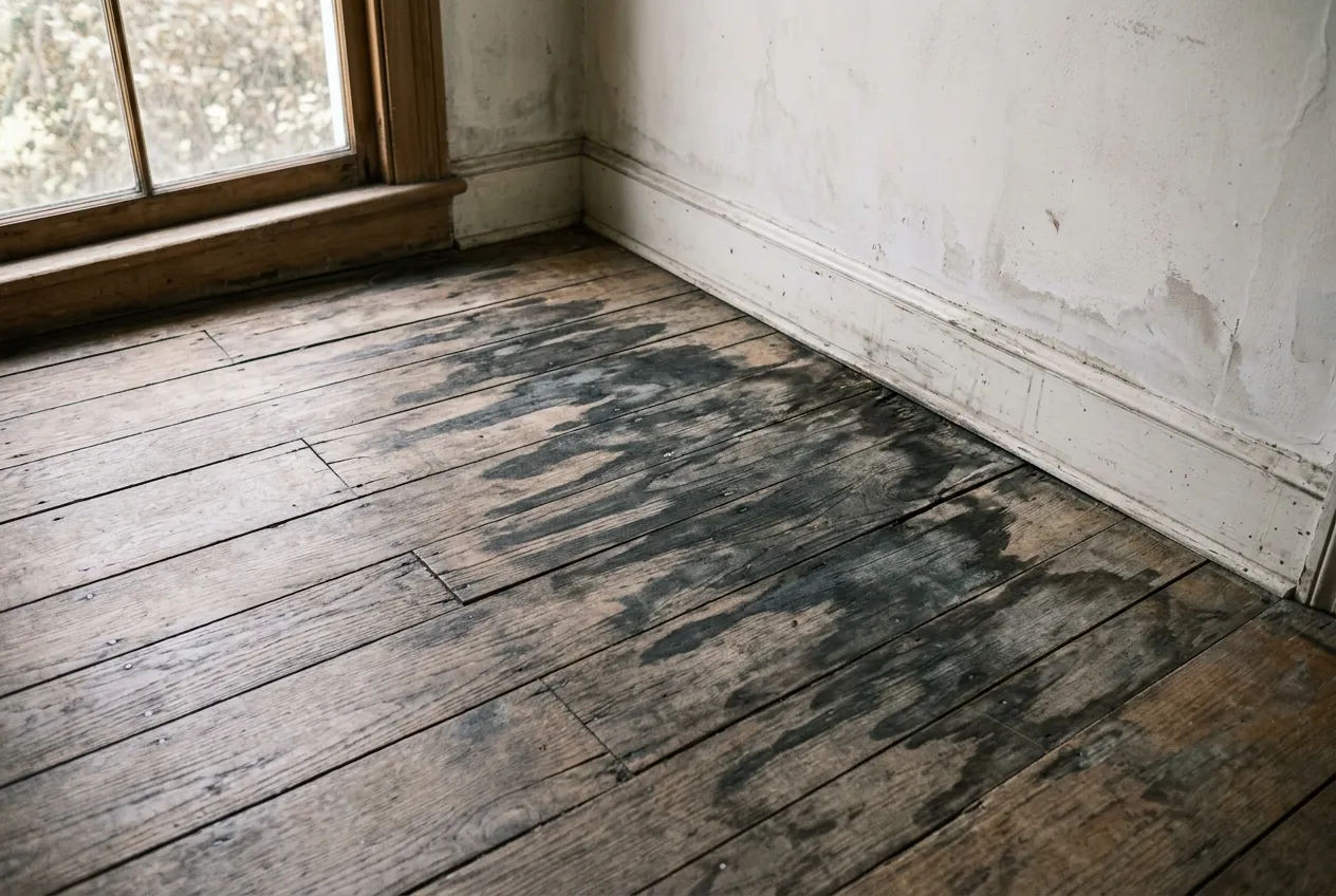 Water Damage on a hardwood floor